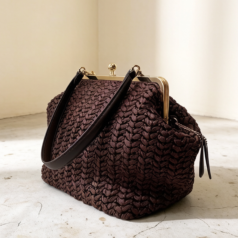 Luxury Bags 2026 - El yapımı Kisslock Çerçeveli Omuz Rafya