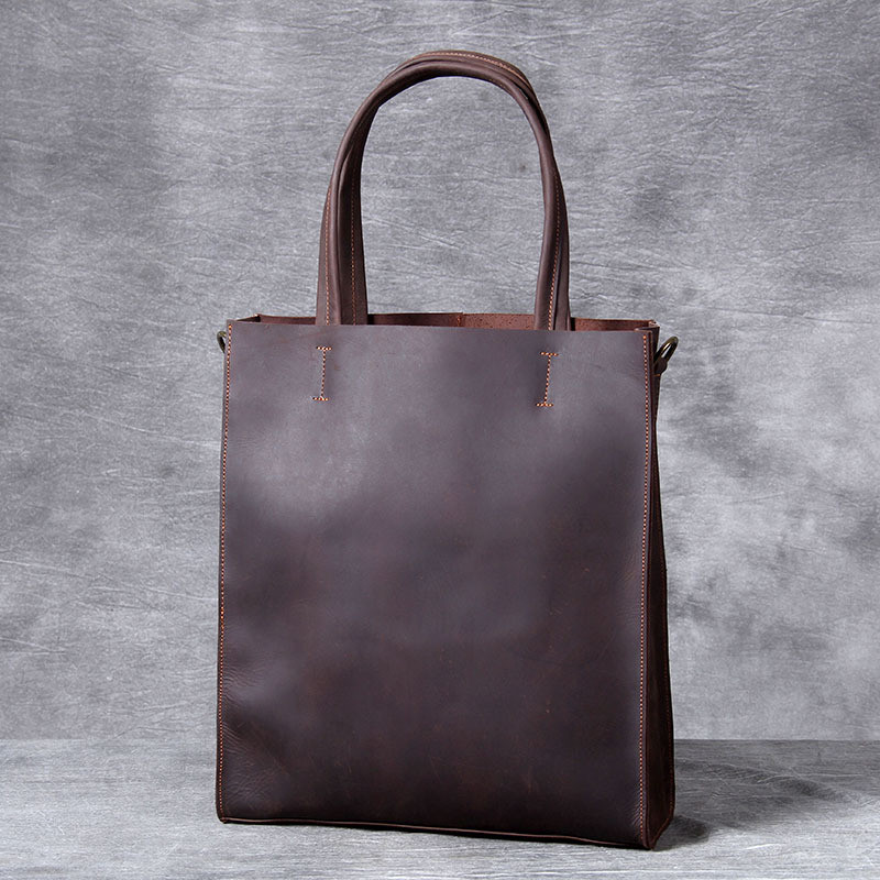 Luxury Bags For School - Vintage hakiki deri erkek el çantası