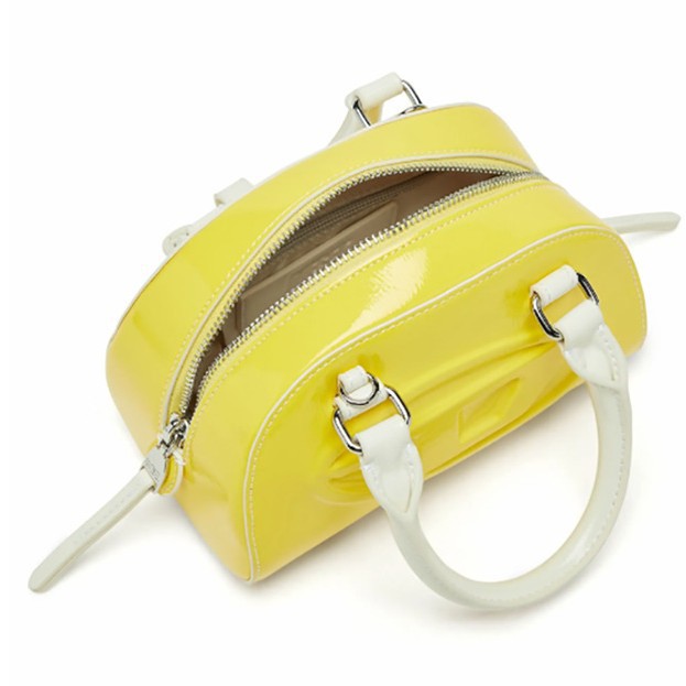 Top Handle Patent Bag - Parlak Sarı Parlak Patent PU Mini