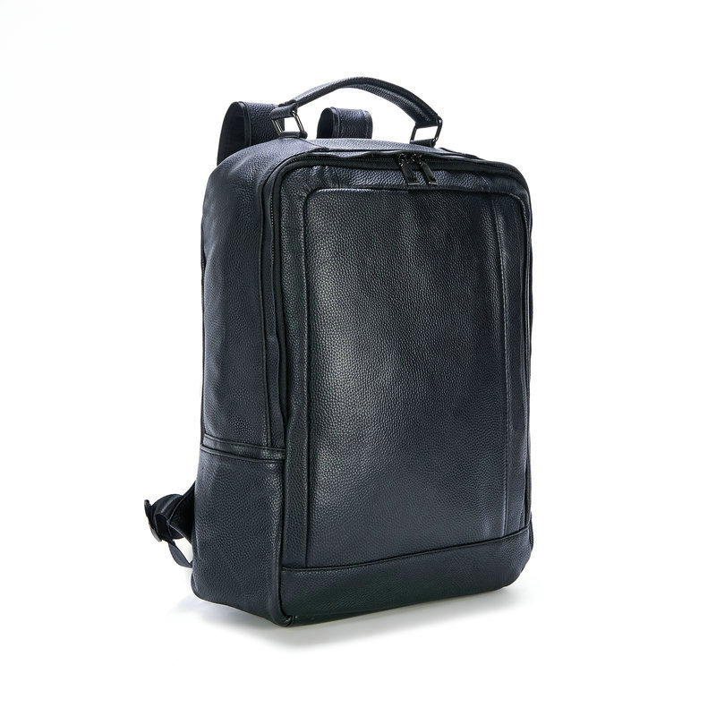 Genuine Leather Backpack - Erkek hakiki deri çift omuz sırt
