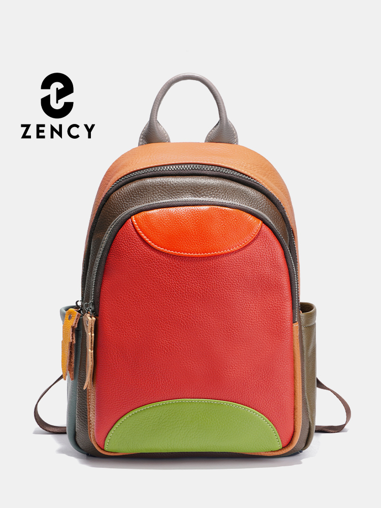 Genuine Leather Backpack - Zency Moda Renkli Hakiki Deri Patchwork