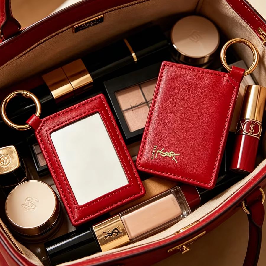 Luxury Designer Bags Ysl - YSL Kırmızı Deri Kare Mini Cep
