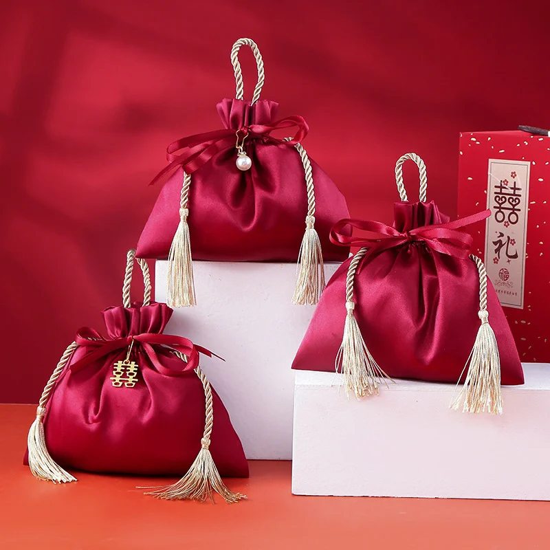 Luxury Bags For School - 10 adet lüks ambalaj İpli kadife