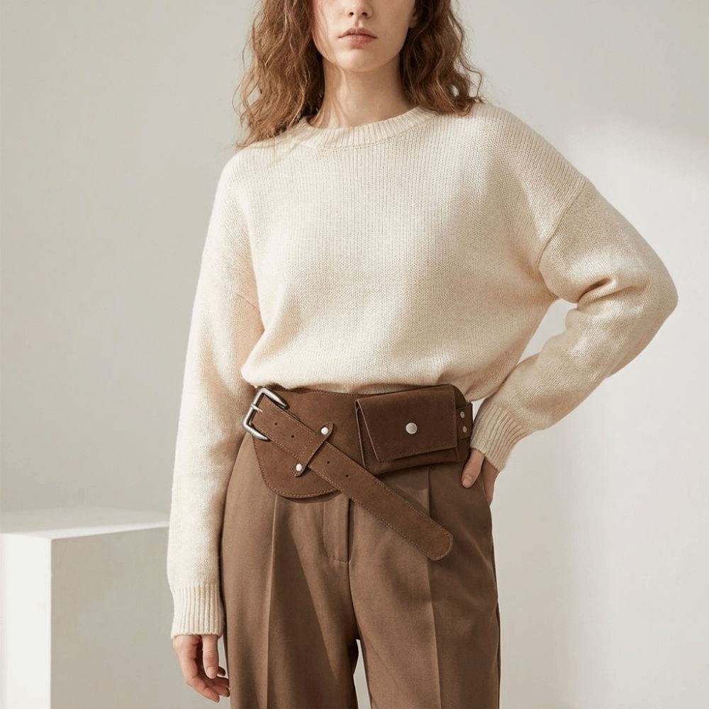 Belt Bag Leather Wide - Moda PU Pin Tokalı Bel Bandı