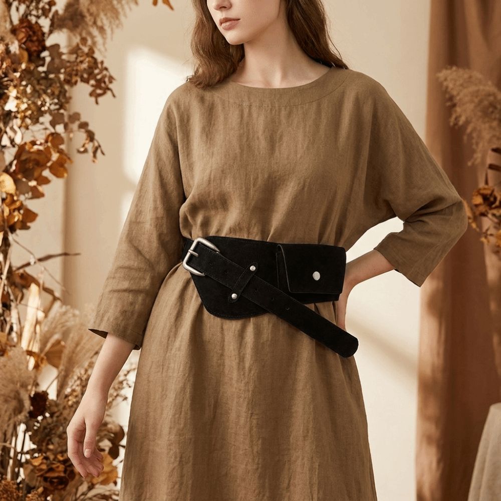 Belt Bag Leather Wide - Moda PU Pin Tokalı Kemer Geniş