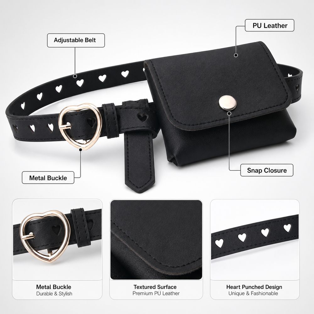 Yeni PU Deri Kadın Bel Çantası - Belt Bag Leather Wide incelemesi ve fiyatı